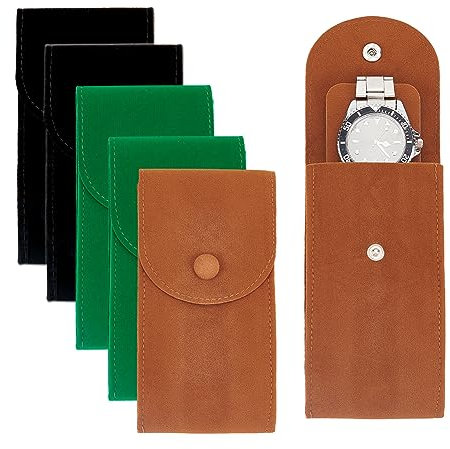 NBEADS 6 pz 3 colori Custodia per Orologio In Velluto, Custodia per Orologio Portatile A Doppia Faccia 6.7×13cm Custodia per Orologio e Organizer con Bottone A Pressione