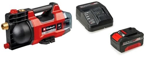 Einhell Pompe d’arrosage sans fil AQUINNA 18/28 Power X-Change (18V, débit max. 2 800 L/h, refoulement max. 25 m, modes ÉCO/BOOST, protections antisurcharge et antigel) avec Chargeur et Batterie 4,0Ah