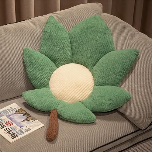 Blatt Kissen Bodenkissen, Ahornblatt-Kissen, Aesthetic Pflanze Dekokissen Sitzkissen Bürokissen Zierkissen für Schlafzimmer, Büro Geburstagsgeschenke (Grün,75cm)