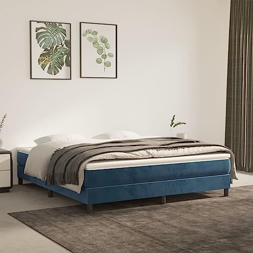 ZEYUAN Boxspringbett Dunkelblau 180x200 cm Samt, Bett, Bettrahmen, Gästebett, Bed Frame, Jugendbett, Jugendzimmer Komplett Set 3120788