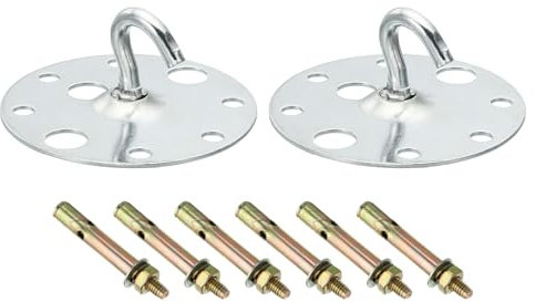 PATIKIL 203 Libras 75mm Acero Techo Ganchos, 2uds Techo Ventilador Gancho Almohadilla Ojos Placa Pared Percha Herraje con Montaje Tornillos para Colgar Lámpara Planta Cestas