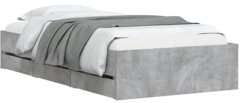 vidaXL Cama con cajones Madera ingeniería Gris hormigón 90x190 cm