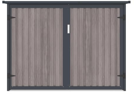 Vente-unique-Metall-Fahrradunterstand aus verzinktem Stahl - Holz-Optik - 4 m² für 4 Fahrräder - Niki