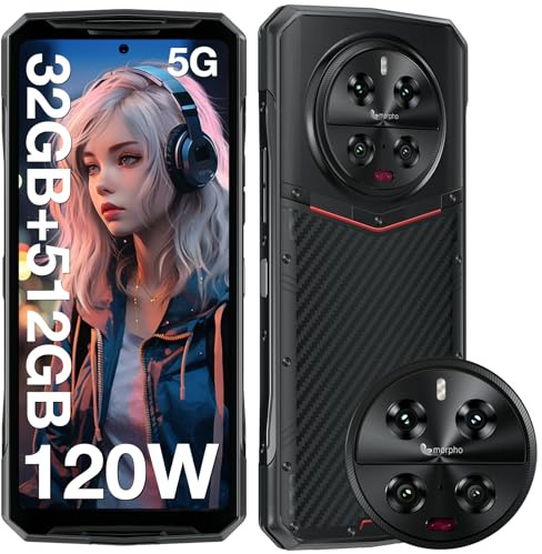 DOOGEE DK10 5G Telephone Portable Incassable 120Hz,32GO+512GO,AMOLED 6.67'' FHD+ Dimensity 8050 Smartphone Incassable,50W Wireless Charge+120W Charge,Morpho 64MP Night Vision,GPS/NFC/WiFi6