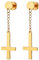 JewelryWe Umgekehrt Kreuz Ohrringe Tunnel: Gold Edelstahl Fake Plug Ohrstecker mit baumelnde lange Umgedreht Upside Down Kreuz Petruskreuz Kette Satanische Schraube Ohrringe für Herren Damen