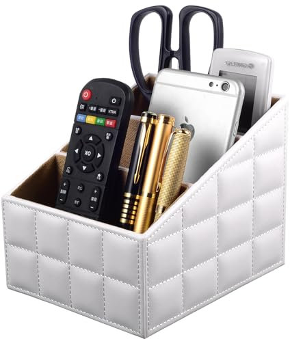 XNONE Organizador de piel con mando a distancia con 3 compartimentos, multifunción para mesita de noche, escritorio, organizador de escritorio, portalápices para bolígrafos, gafas, teléfonos móviles,