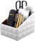 XNONE Leder Fernbedienung Organizer mit 3 Fächer,Multifunktion Nachttisch Schreibtisch Organizer,Schreibtisch-Organizer Stiftehalter für Stifte,Brille,Handys,Make-Up (Weiße Linie, 3 Fächer)