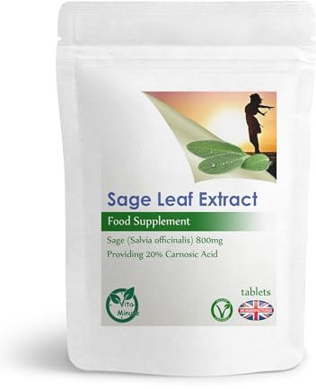 Sage Leaf Extract 800mg Tablets - Women Health, Menopause Hormonal Balance, Carnosic Acid (Pack of 90)