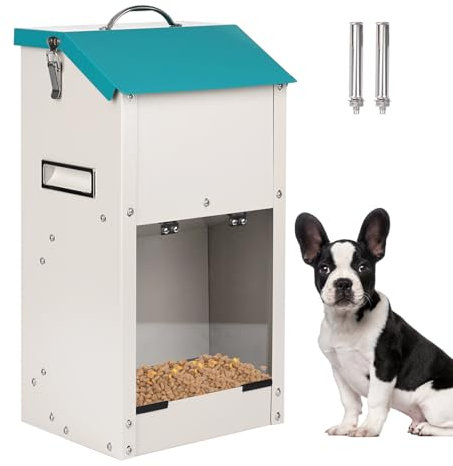 Svauoumu Mangiatoia Per Cani, Mangiatoia Automatica Per Cani di Grossa Taglia - Capacità 7Kg, con Coperchio Per Proteggere Il Mangime, Progettata Per la Protezione Dai Roditori, Adatta All'Uso Esterno