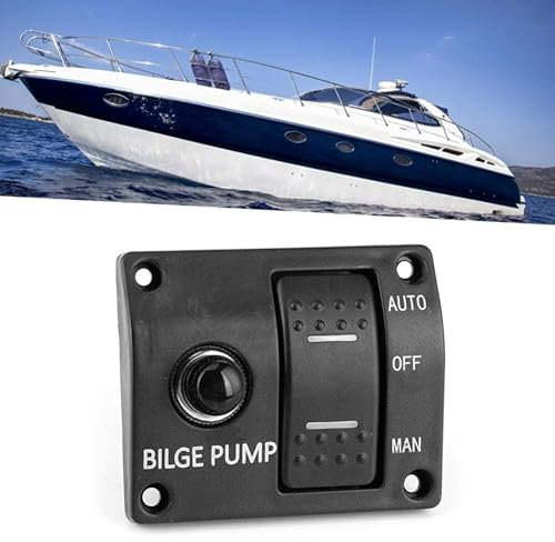Qivine Bilge Pump Switch Panel, 3 Way Bilge Pump Switch with LED Indicator, Control DC 12V/24V, Built in 15A Circuit Breaker for DC Bilge Pumps with Automatic Float Switch Auto/Off/Manual