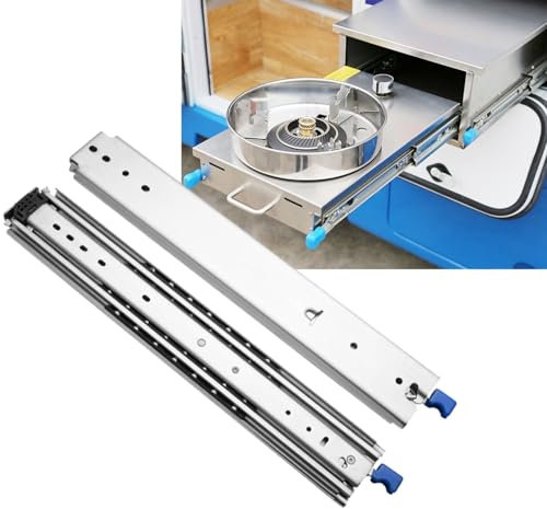 Heavy Duty 50 Inch Drawer Slides 480lb Load Capacity Locking Rails Industrial Ball Bearing Glides Side Mount Toolbox Runners