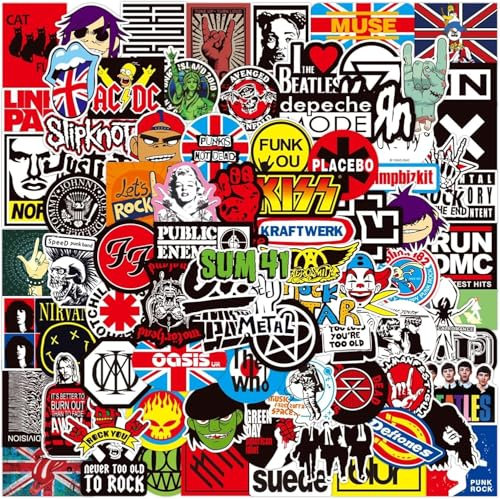 Rock Band Stickers Heavy Metal Laptop Decals(100pcs) Vinyl Band Stickers for Adults, Rock Stickers and Decals, Guitar Stickers, Rock Music Stickers, Heavy Metal Gifts for Men