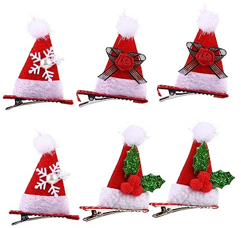 PACKOVE 6stücke Teiliges Weihnachtsmützen-haarspangen Für Junge Mädchen Niedliche Haaraccessoires Im Cartoon-stil Für Partys Und Festliche Anlässe Für Weihnachten Und Besondere