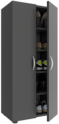VCM Schuhschrank 49x30x108 cm 2 Türen 5 Fächer Holzwerkstoff | Geschlossene Schuhaufbewahrung - Flur oder Diele - Familien - für mehrere Paar Schuhe - mit stabiler Konstruktion