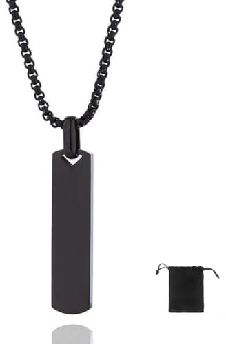 COYUN Collares Hombre de Acero Inoxidable de Negro Bar Collar Colgante para Collar de Cadena para Hombre, Regalo Para Novio