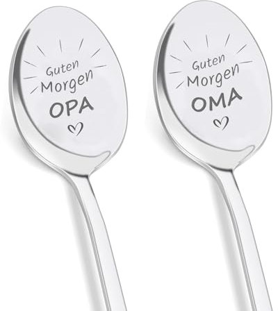 GUTEN MORGEN Oma und Opa Geschenk,Individuell Gravierte Kaffeelöffel, Geburtstagsgeschenk, für Großeltern