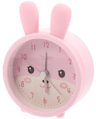 Amosfun Kleiner Cartoon Hase Wecker Mit Nachtlicht Geräuschloser Schreibtisch Wecker Ohne Batterie Für Büro Schlafzimmer Und Kinderzimmer