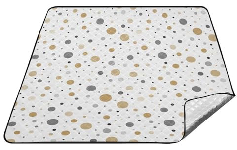 Joitme Classic Dot Gold Schwarz Weiß Outdoor Picknickdecke Wasserdicht Große Decke Camping Zeltmatte