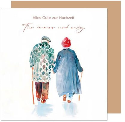 Edition Seidel Premium quadratische Glückwunschkarte zur Hochzeit mit Umschlag. Hochzeitskarte Grußkarte Vermählung Just Married Für immer und ewig (HQ105 SW025)