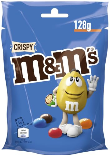 M&M'S Crispy Knusper Schokolinsen mit Schokolade, 128g | Knusprige Schokolinsen mit extra Crunch-Faktor — der beliebte Snack für zwischendurch. Halloween Süßigkeiten