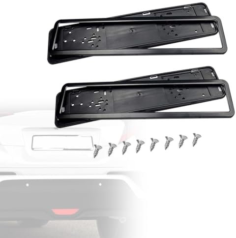 2 PCS Car License Plate Holder Stainless for Audi TT 4 Seats MK2 2007-2014, Car Registration License Number Plate Holder Frame Accessories,A-Black