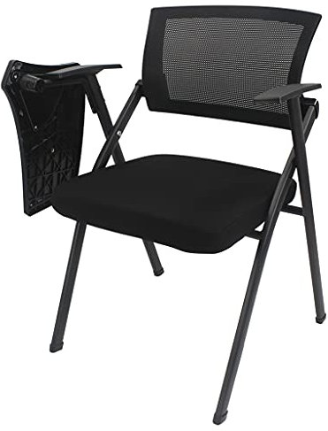 Klappbarer Tablet-Sessel mit Schreibtafel für Büro, Schule, Klassenzimmer und Wartezimmer, Schwarz (56 x 54 x 83 cm)