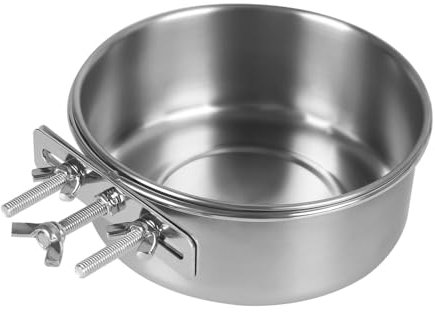 MIOYOOW Gamelles à Oiseaux Séparable, Mangeoire d'alimentation INOX Cage pour Oiseaux, Bol d'eau et Nourriture pour Perroquet, Petits Animaux, Chatons et Chiots 10/12/14/16 cm