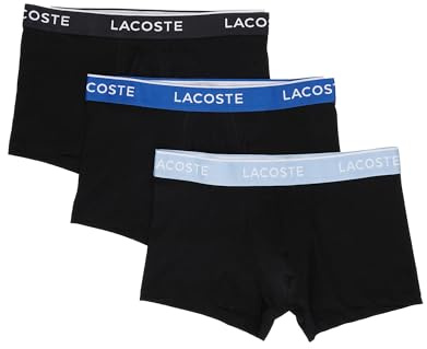Lacoste Herren Cotton Stretch Logo Trunk 3er Pack Black/Light Blue/Blue
