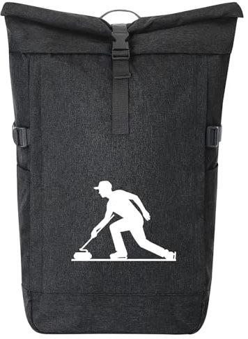 Huuraa Kurierrucksack Curling Silhouette 30-44 Liter Black Melange Fairtrade Rolltop Rucksack Geschenkidee
