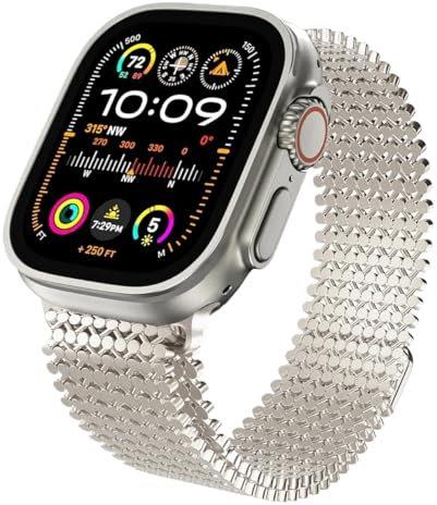 yaponuk Cinturino Milanese per Apple Watch Ultra 2 per iWatch Serie 10 9 8 7 6 5 4 se Bracciale Correa(Starlight,42 44 45 49mm)