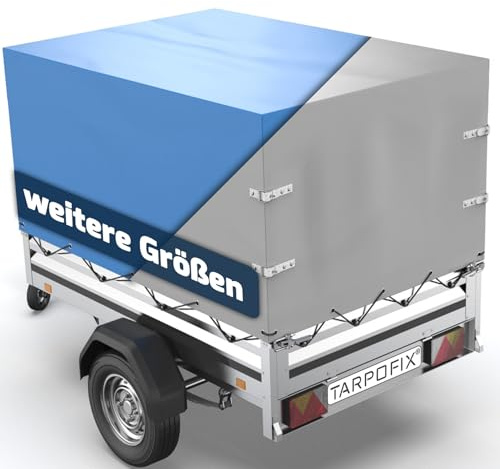 Tarpofix® Anhänger Plane 209x114x65 cm | Stema Hochplane für PKW-Anhänger | Anhängerplane aus PVC, inkl. Planenseil | randverstärkt & wetterfest | Anhänger Abdeckung für 500-850 kg Hänger | Grau