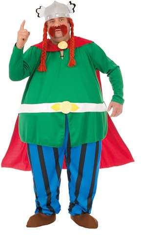 Chaks - Majestix Kostüm für Herren, Gallier Häuptling | Offizielles Asterix Outfit, 6-teiliges Set mit Anzug, Umhang, Gürtel, Helm, Überschuhen und Bart, Comic Con