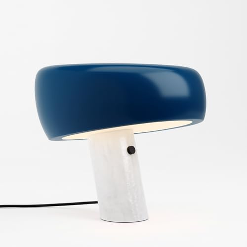 B·LED BARCELONA LED Tischleuchte „ Flick “ – Modernes, von Snoopy inspiriertes Design | Metallschirm und weißer Marmorsockel. E27-Fassung | Lampe für Nachttisch, Schreibtisch oder Beistelltisch.