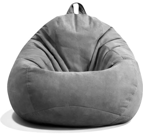 CEWROM sittsäck droppform för vuxna, inomhus bönväska 100x120cm endast överdrag (ingen fyllning), Gaming sittsäckar XL Giant Grey Bean Bag Chair för utomhus vardagsrumsdekoration (mörkgrå)