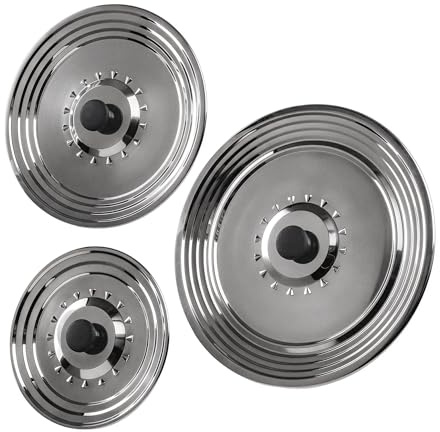 Set de 3 tapas de acero inoxidable – 16/18/20, 22/24/26 y 28/30/32 cm - Tapas Sartenes de Acero Inoxidable – Tapa Sarten Universal – Tapaderas para Sartenes y Ollas – Tapa sarten 28 cm .