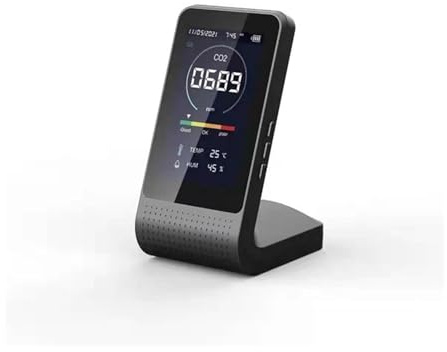 Luftqualitätsmonitor, 3-in-1-CO2-Detektor im Typ-C-USB-CO2-Monitorsensor mit 4 Farblichtern Alarm Luftqualitätstemperaturmonitor for den Innenbereich für Zuhause, Büro