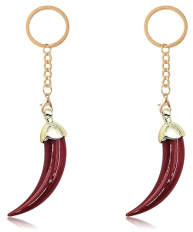 JYXNU 2 Pièces Porte-clés Corne Italienne Cornetto Talisman Porte-bonheur Bijou de Sac en Résine avec Fermoir Mousqueton Idée Cadeau Style Italien Chic
