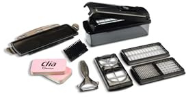 Genius Nicer Dicer Plus (13 Teile) Jubiläums-Edition Gemüseschneider Zwiebelschneider Pommesschneider Obstschneider Allesschneider - Würfeln/Stifteln/Schneiden/Schälen/Aufbewahren, 08894 Schwarz