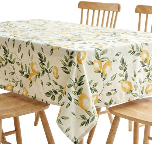 2Pcs Wachstuchtischdecke Tischdecke Abwaschbar PVC Tischdecke Wasserdicht Wachstischdecke 100x140 10s Dicke Kunststoff Tischdecke Abwischbare Tischdecke mit Zitronen Design Für Küche Balkon Garten