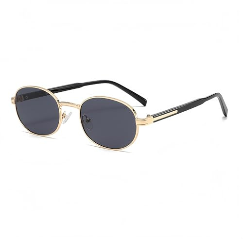 WDZAYXC Retro Ovale Sonnenbrille für Damen und Herren | Vintage Metallrahmen, UV400-Schutz