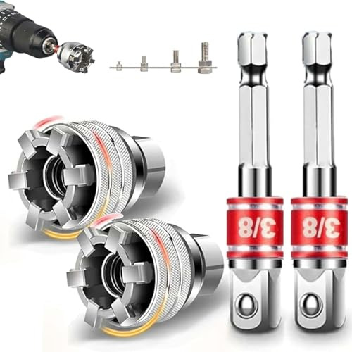 iQikai 2 Set Universal Adjustable Socket Wrench, Updated Multi-Function 10-19mm Universal Maintenance Socket for 3/8 Drive Ratchet, Torque Wrench & Power Drill