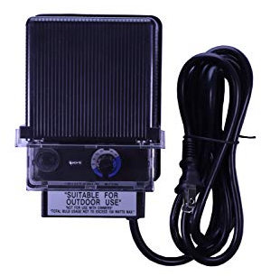 150 W AC – 12 V V LED y halógeno – 120 V V Baja tensión iluminación paisajística interior / exterior resistente a la intemperie transformador fotoeléctrico con sensor – Carcasa negra