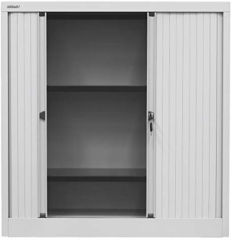 BISLEY Rollladenschrank EuroTambour, 2 Fachböden, 2,5 OH, Metall, Lg645 Rollladen/Korpus Lichtgrau, 43 x 80 x 103 cm
