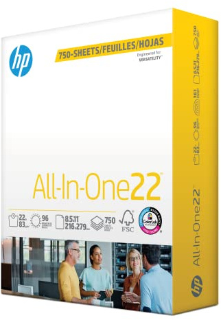 HP Papers | 8.5 x 11 Paper | All In One 22 lb | 1 Mega Ream - 750 Sheets | 96 Bright | Made in USA - FSC Certified | 207750R