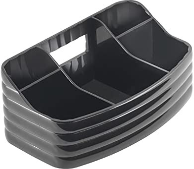 GEDY Glady, Porta trucchi Nero, Dimensioni 7,5 x 18,5 x 10,5 cm e peso 0,244 kg, Organizzatore trucchi in resina, Porta pennelli trucco con design R&S Gedy, 2 anni di garanzia