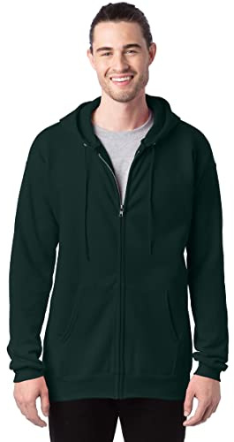 Hanes Men's Full Zip Ultimate Heavyweight Hoodie, Deep Forest, Medium