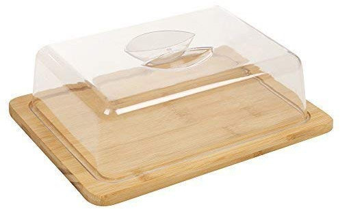 Bandeja de queso hecha de bambú, con tapa de acrílico y compartimentos de almacenamiento. Ideal para servir queso