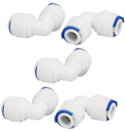 sourcing map 1/4-inch Elbow Push Fit Quick Connect 5pcs for RO Water System Drinking Fountain