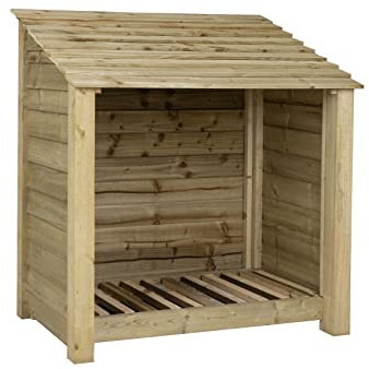 Arbor Garden Solutions wooden log store 4ft, firewood storage (W-119cm, H-126cm, D-88cm), natural finish (Without kindling shelf)
