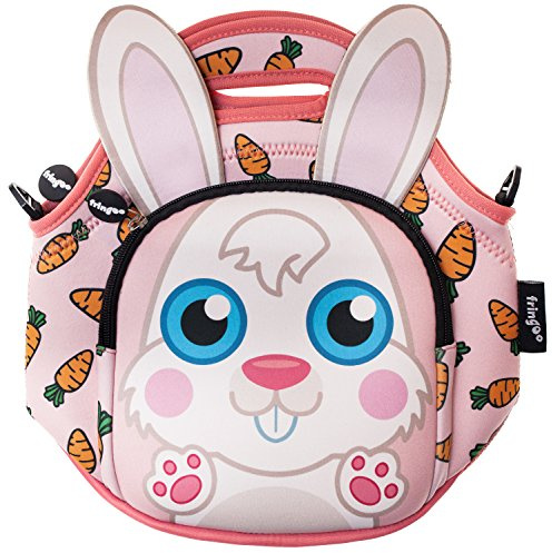 Fringoo® Kids Lunch Bag - Made from Neoprene Thermal Insulated Material - School Lunch Bag - Zipped Pocket Shoulder Strap (Bunny)